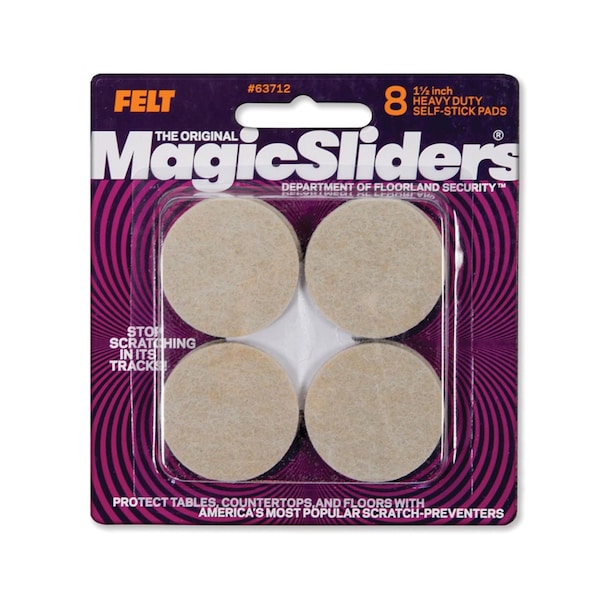 Magic Sliders Magic Sliders Felt Self Adhesive Protective Pads Oatmeal Round 1-1/2 in. W X 1-1/2 in. L 8 pk 63712 - main